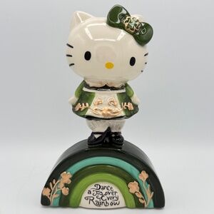 NEW Hello Kitty Blue Sky Clayworks St Patrick’s Day Shamrock Rainbow Figurine
